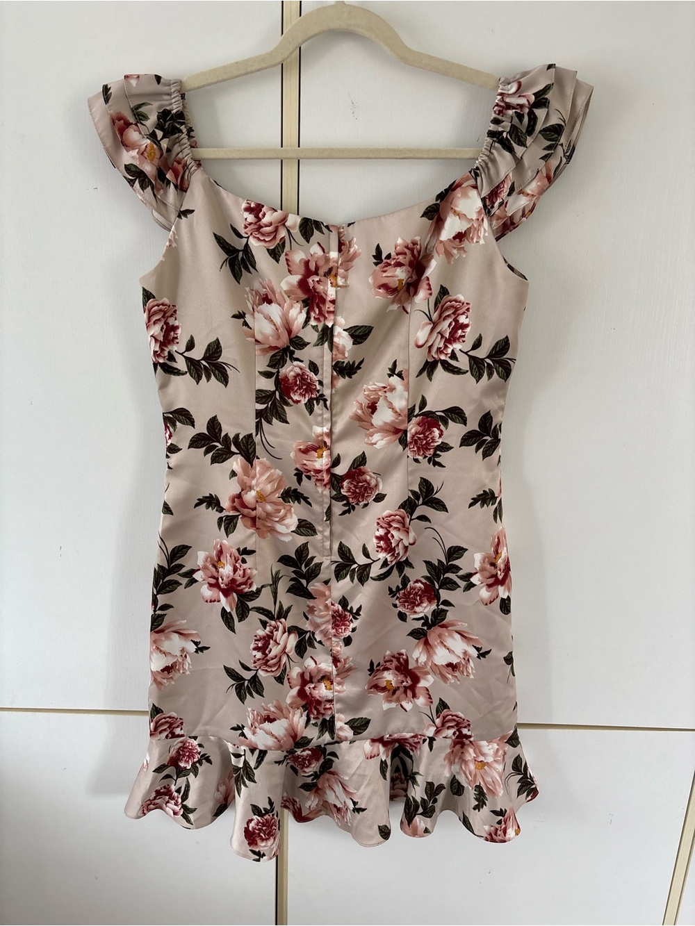 Hand Made Floral Ruffle Mini Dress Cottagecore Coquette Romantic Pink Wedding - Picture 5 of 11